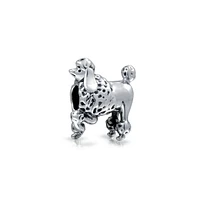 Bling Jewelry Poodle Dog Bead Charm for Animal Lover European Bracelet .925 Sterling Silver