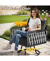 Xizzi 6-Priece Outdoor Patio Set with All-Weather Polyester Rope, Conversation Sofa for Backyard Deck Soft Cushions,Ottomans and Glass Coffee