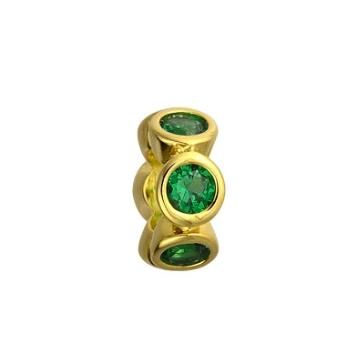 Bling Jewelry Cubic Zirconia Cz Spacer Charm Bead Gold Plated .925 Sterling Silver Fits European Bracelet