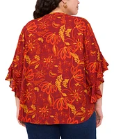 Vince Camuto Plus Split-Neck Ruffle-Cuff Blouse