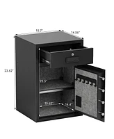 Business Coin Slot Safe - Electronic Lock, Keys, 23.6"x15.7"x14.5"