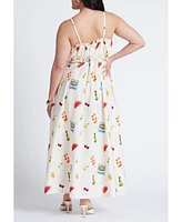 Eloquii Plus Shirred Bodice Ruffle Maxi Dress