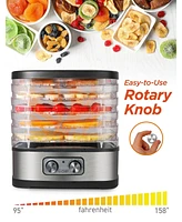 Commercial Chef Food Dehydrator with 5 Adjustable Height Trays, Stainless Steel