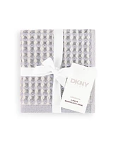Dkny Pure Yarn Dyed Waffle Unbleached Cotton Washcloth Set, 13" x