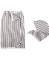 Dkny Pure Yarn Dyed Waffle Unbleached Cotton Body and Hair Wrap Set