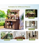 Garden Potting Bench with Hutch & Storage