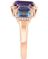Effy Multi-Gemstone (5 ct. t.w.) & Diamond (1/5 ct. t.w.) Statement Ring in 14k Rose Gold