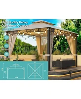 10x12 Metal Grill Gazebo with Net & Curtains