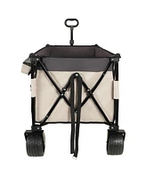 Heavy-Duty Foldable Utility Wagon - 480lbs, All-Terrain, Khaki-Gray