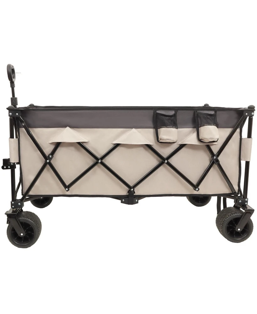 Heavy-Duty Foldable Utility Wagon - 480lbs, All-Terrain, Khaki-Gray