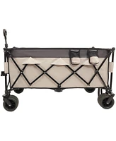 Heavy-Duty Foldable Utility Wagon - 480lbs, All-Terrain, Khaki-Gray