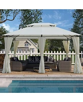 13x10 Outdoor Gazebo Canopy Tent w/ Mosquito Net - Beige