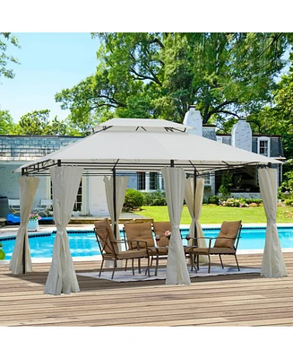 13x10 Outdoor Gazebo Canopy Tent w/ Mosquito Net - Beige