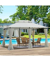 13x10 Outdoor Gazebo Canopy Tent w/ Mosquito Net - Beige