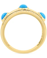 Effy Turquoise (4mm) & Diamond (1/5 ct. t.w.) Band Ring in 14k Gold-Plated Silver