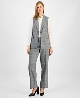 Kasper Women's Checkered-Print Belted Vest, Regular & Petite