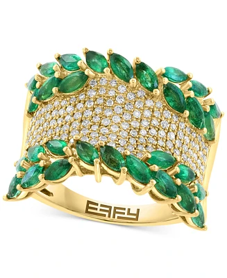 Effy Emerald (2-7/8 ct. t.w.) & Diamond (1/2 ct. t.w.) Statement Ring in 14k Yellow Gold