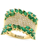 Effy Emerald (2-7/8 ct. t.w.) & Diamond (1/2 ct. t.w.) Statement Ring in 14k Yellow Gold