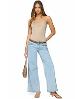 Edikted Women's Colbie Faux Suede Fringe Trim Bodysuit
