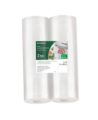 Bonsenkitchen Vacuum Sealer Bags, 11 in x 50 ft Rolls 2 Pack Seal Bags for Food Storage Saver, Bpa Free, Commercial Grade Textured Food Roll Bags, Cus