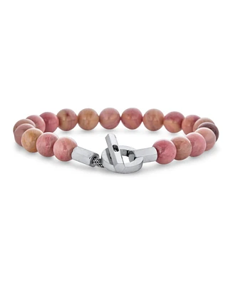 Bling Jewelry Boho Handmade Natural Amethyst Rhodonite 8MM Bead Stacking Bracelet Gold Tone