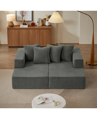 Chenille Sectional Sofa– Modern Upholstered Chaise with Plush Seating, Fixed Cushions, and Versatile Design for Living Room, Bedroom, Office