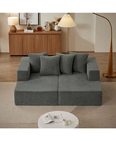 Chenille Sectional Sofa– Modern Upholstered Chaise with Plush Seating, Fixed Cushions, and Versatile Design for Living Room, Bedroom, Office