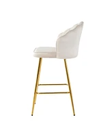 Stylish Velvet Metal Leg Glass Countertop Bar Chairs (Set of 5)