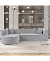 Modern L-Shape Sectional Sofa with Chenille Fabric and Pillows