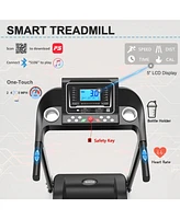 Electric Walking Running Treadmill Machine 5" Lcd Screen 250 Lb Capacity Bluetooth Music