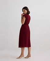 Reistor Women's Deep V-neck Gathered Dress