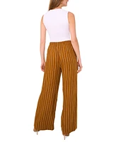 1.state Women's Striped Drawstring-Waist Wide Leg Pants