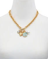 Guess Gold-Tone Mixed Stone Multi-Charm 18" Pendant Necklace
