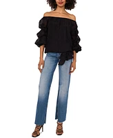 Vince Camuto Women's Off-The-Shoulder Balloon-Sleeve Tie-Hem Top
