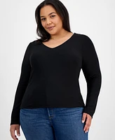 7th & Hudson Trendy Plus Double Layer V-Neck Top