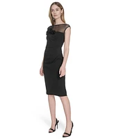 Eliza J Women's Dimensional-Flower Sleeveless Scuba Dress