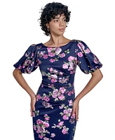 Jessica Howard Women's Floral-Print Puff-Sleeve Sheath Dress