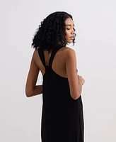 Reistor Women's V-neck Gathered Maxi Dress Black