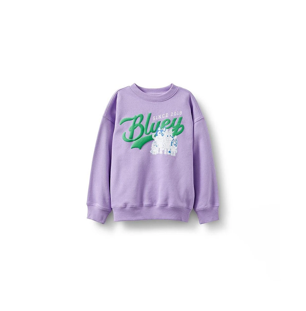 Cotton On Little Girls Little/Big License Sammy Fleece Crew-Bluey