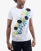 heads or tails Men's Four Skull Rhinestone Crew T-Shirt
