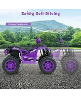 Gymax Kids Ride-On Atv 24V Battery Powered Electric Vehicle w/ Wireless Connection Music Radio Led Lights
