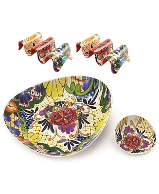 Prepara 4-Piece Multi Taco Holder + Chip and Dip Bundle