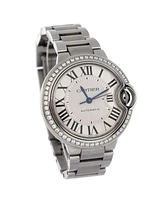 Pre-Owned Cartier Ballon Bleu de Cartier Automatic Watch in Stainless Steel with Diamond Bezel 33mm