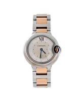 Pre-Owned Cartier Ballon Bleu de Cartier Quartz Watch in Stainless Steel and Rose Gold with Diamond Markers 28mm