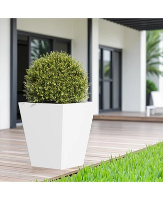 18" Metal Tapered Planter - Burnished White