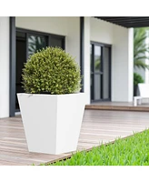 18" Metal Tapered Planter - Burnished White