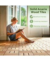 30 Pcs Interlocking Flooring Tiles Floor Decking for Patio Acacia Wood Outdoor