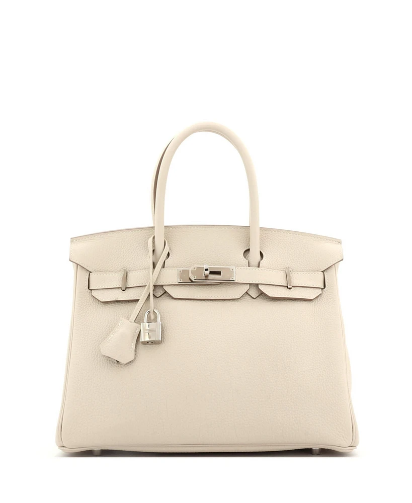 Pre-Owned Hermes Birkin 30 Handbag Light Togo with Palladium Hardware