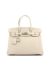 Pre-Owned Hermes Birkin 30 Handbag Light Togo with Palladium Hardware