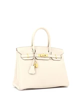 Pre-Owned Hermes Birkin 30 Handbag Light Clemence with Gold Hardware